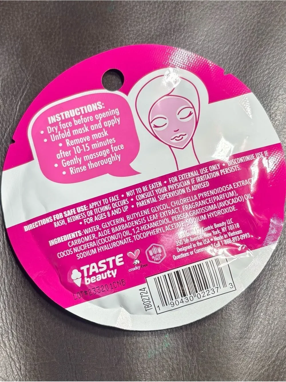 3 New Totally Narly Fruit Punch Scented Hydrating Face Mask (Single Use)